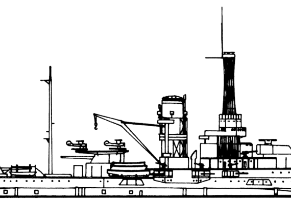 Боевой корабль USS BB-31 Utah 1928 [Battleship] - чертежи, габариты, рисунки